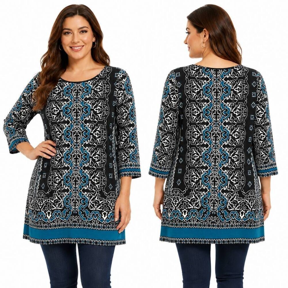 White House Black Market Medallion Tunic Top M